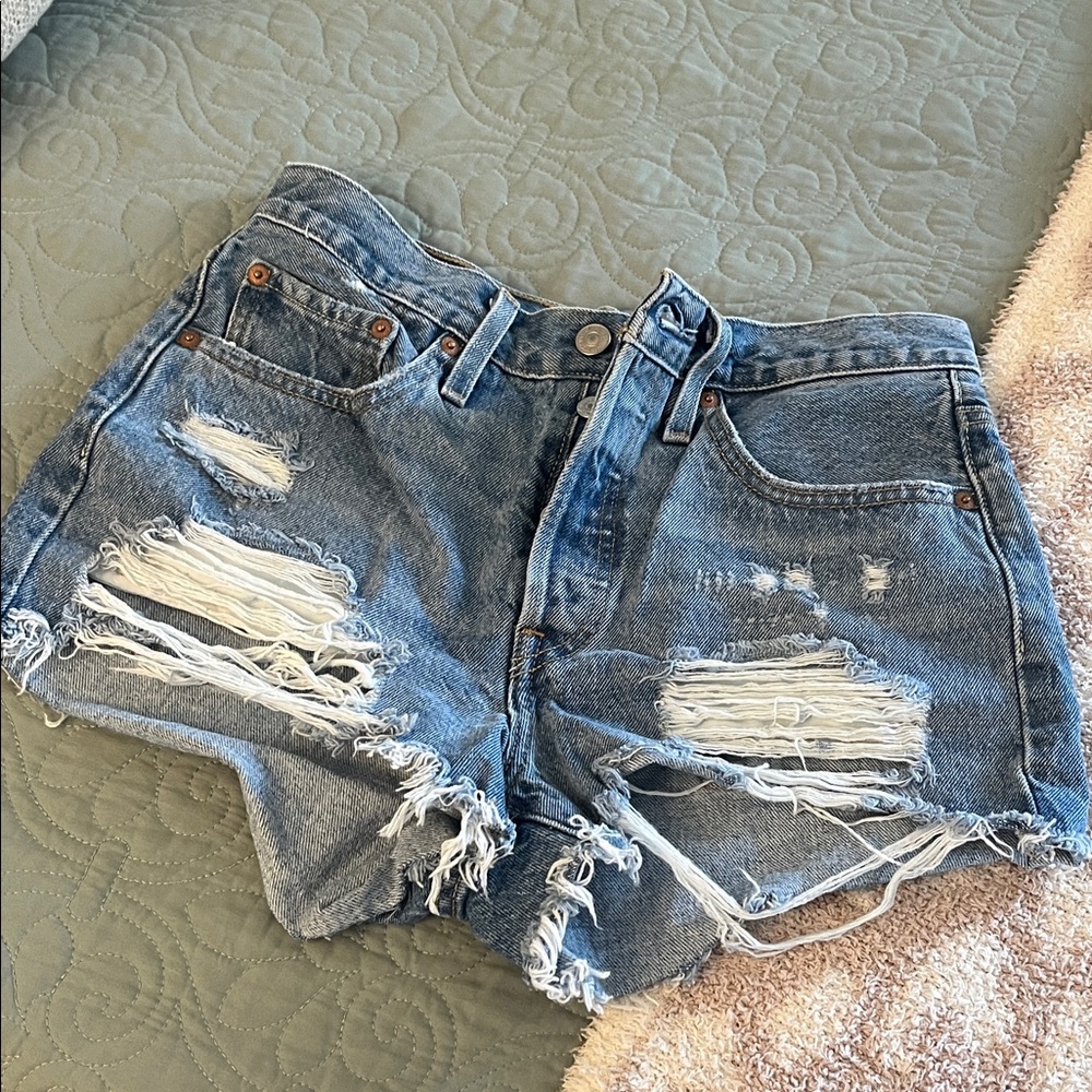 Levi’s Blue Distressed Jean Shorts